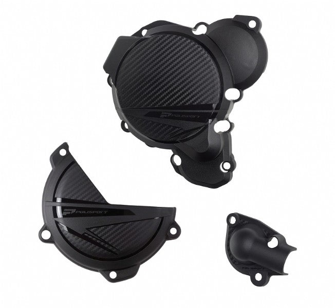 KIT PROTEZIONI COPERCHI MOTORE KTM EXC 300 (24-26) POLISPORT NERO
