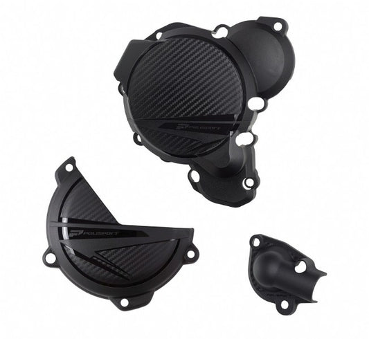 KIT PROTEZIONI COPERCHI MOTORE KTM EXC 300 (24-26) POLISPORT NERO