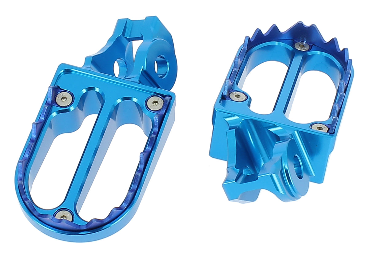 PEDANE POGGIAPIEDI IN ALLUMINIO CON DENTI IN TITANIO HUSQVARNA TX 125 (17-19) MOTOCROSS MARKETING AZZURRO