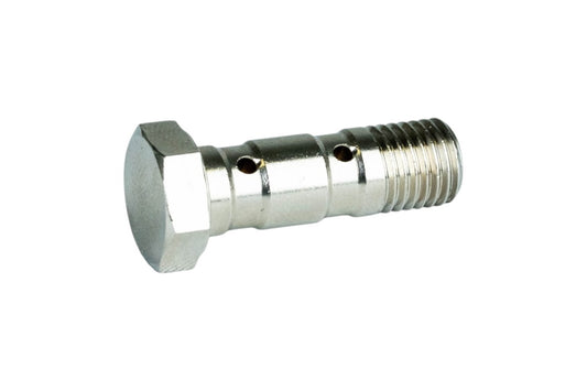 RACCORDO TUBO FRENO VITE LUNGA FORATA M10X1,25 IN METALLO