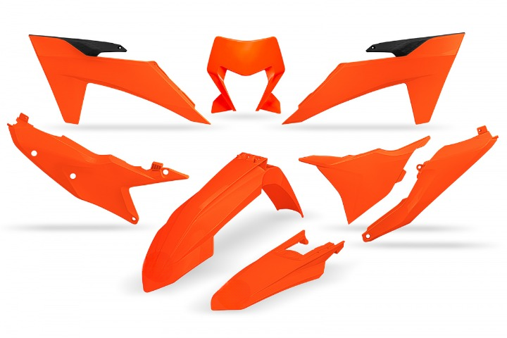 KIT-PLASTICHE-COMPATIBILE-CON-KTM-EXC-F-500-2024-2025-con-portafaro-ARANCIO FLUO-FFLU