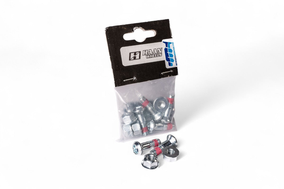 VITI PER CORONA TESTA CONICA M8 X 25MM (SOTTOTESTA) E DADI COPPIA SERRAGGIO 32NM (6 PEZZI) HAAN WHEELS